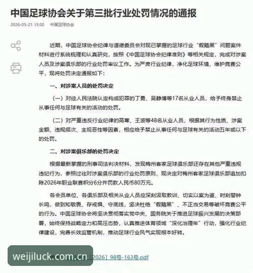 维基体育即时战况 中国足协第三批禁足名单深度解析:65人受罚背后的行业震荡与维基彩票平台的实时追踪